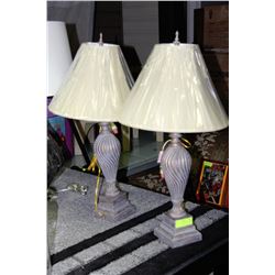 PAIR OF SILVER LEAF FINISH LAMPS