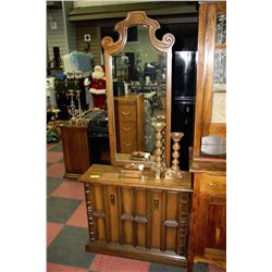VINTAGE ESTATE HALL TABLE W/ MIRROR
