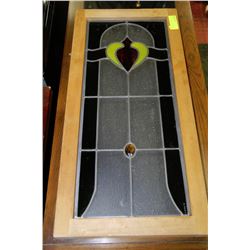 WOOD FRAMED STAIN GLASS STYLE WINDOW