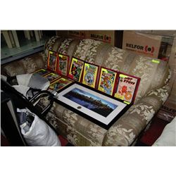 GOLDEN FABRIC SOFA WITH FLORAL PATTERN