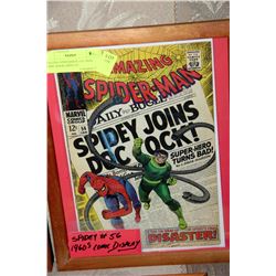 AMAZING SPIDERMAN #56 1960s FRAMED COMIC BOOK