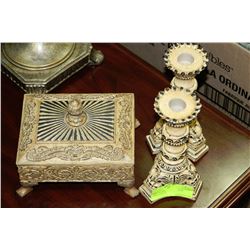 PAIR OF CANDLEHOLDERS W/ JEWELLERY BOX