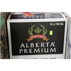 CASE WITH TWELVE 750 ML BOTTLES OF ALBERTA PREMIUM