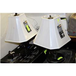 TWO MISMATCHED LAMPS WITH NEW SHADES