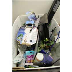 BOX WITH AQUARIUM & ASSORTED SUPPLIES/ACCESSORIES