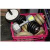 Image 1 : CRATE OF WEIGHTS WITH CURLING BAR