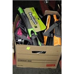 BOX OF DOG BACKPACKS