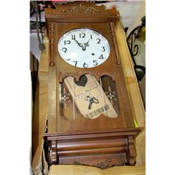 VINTAGE 1980'S GLORY WALNUT 31 DAY CHIME CLOCK