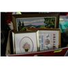 Image 1 : BOX W/ 3 FRAMED ESTATE NEEDLEPOINT PIECES