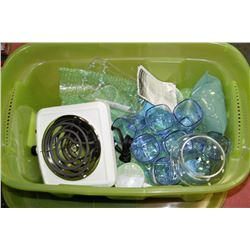 YELLOW TUB OF 8 SETTING CORELLE DISHSET INCLUDES