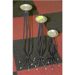 SET OF 3 PCS CANDLEHOLDER, SILVER LEAF FINISH