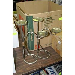 PAIR OF SILVER LEAF FINISHED CANDLEHOLDER