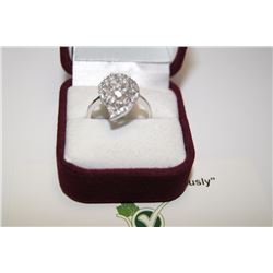 STERLING SILVER "TEAR DROP" RING SIZE 9.5, WEIGHT 4.5GMS