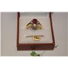 Image 1 : 10KT YELLOW GOLD, WHITE SAPPHIRE & RUBY RING SIZE 7.5, WEIGHT 2.1GMS