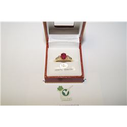 10KT YELLOW GOLD DIAMOND AND RUBY RING SIZE 7.5, WEIGHT 3.1GMS