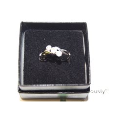 14KT WHITE GILD OVERSOILD STERLING SILVER 21 DIAMONDS SIZE 7 WEIGHT 2.12GMS