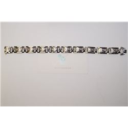 14KT WHITE GOLD OVER STERLING SILVER 0.85 CTS 180 DIAMONDS 8.5 INCH BRACELET WEIGHT 26.6GMS