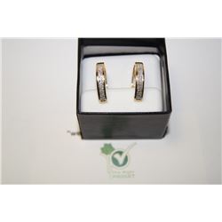 14KT YELLOW GOLD OVER STERLING SELVER 100 DIAMONDS EARINGS WEIGHT 3.5GMS