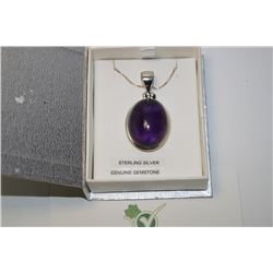 STERLING SILVER NATURAL AMETHYST PENDANT