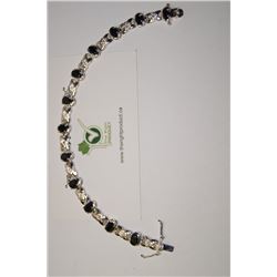 STERLING SILVER DIAMOND & BLUE SAPPHIRE BRACELET WEIGHT 14.2GMS