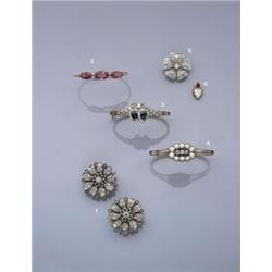 AN ANTIQUE DIAMOND FLOWER BROOCH CA 1890, The five petal flower pave set throughout with cushion ...