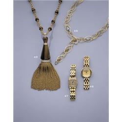 KUTCHINSKY, A STRIKING TIGERS EYE AND DIAMOND SAUTOIR CA 1965, The large tassel with rope twist f...