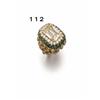 Image 1 : DAVID WEBB, A FANCY YELLOW DIAMOND AND EMERALD RING, The rectangular cut fancy yellow diamond wei...