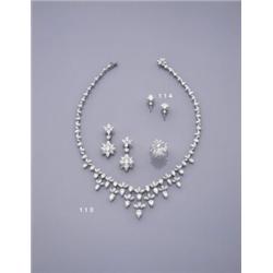 ASPREY, A DIAMOND PARURE WITH EARPENDANTS AND RING ENSUITE, Comprising a diamond fringe necklace ...