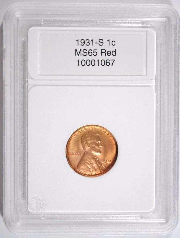 1931-S LINCOLN CENT, CCGS GEM BU RED KEY DATE COIN!