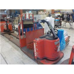 RAYMOND LONG REACH RIDE ON ELECTRIC PALLET JACK, NO BATTERY