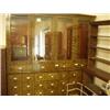 Image 1 : Mahogany shop fitment with bank of 28 drawers under glazed top, 81" wide x 85" high…