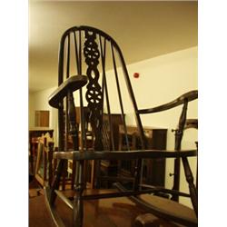 Ercol style rocking chair with open arms…