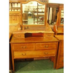 Victorian mahogany mirrored dining table with galleried top, two drawers, on original castors…