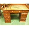 Image 1 : Mid Victorian nine drawer mahogany pedestal desk with gallery top, original knobs and locks…