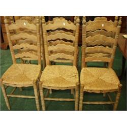 Set of six rush seated French provincial farmhouse chairs…