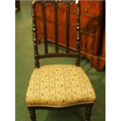 Victorian ebonised upholstered bedroom chair with turned back and legs…