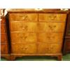 Image 1 : Late 18c figured walnut chest of drawers, two over three on shaped bracket feet, original locks a…