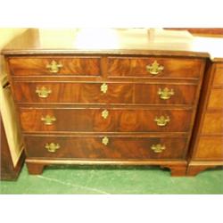 Georgian mahogany chest of drawers, two over three with brass handles on bracket feet, 40" wide…