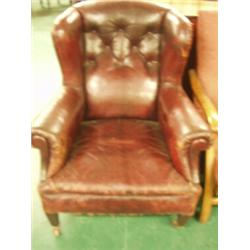 Late Victorian leather upholstered chair with Shoolbred label…