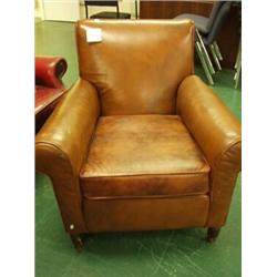 Victorian style leather upholstered chair in tan hide…