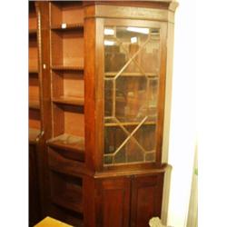 19c glazed corner cupboard over base…