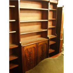 Large mahogany breakfronted bookcase with carved centre doors to base, circa 1880-1900…