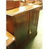 Image 1 : 19c mahogany blind two door cupboard on bracket feet; inside of doors lined, 48" wide…
