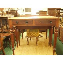 Victorian mahogany two drawer writing table on turned legs…