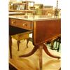 Image 1 : Late Georgian mahogany Pembroke table with crossbanded top on centre pedestal base and brass lion…