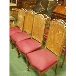 Set of eight fruitwood cane seated chairs…