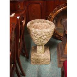 Pair of garden stoneware urns on plinth base…