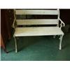 Image 1 : Victorian garden bench 43x32" with Gothic cast ends, stamped CN & Co with diamond reg mark…