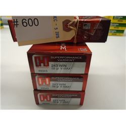 80 Rnds Hornady Superperformance Varmit 58 gr 243 Win V-Max