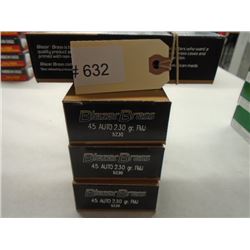 200 Rnds Blazer Brass 230 gr 45 Auto FMJ
